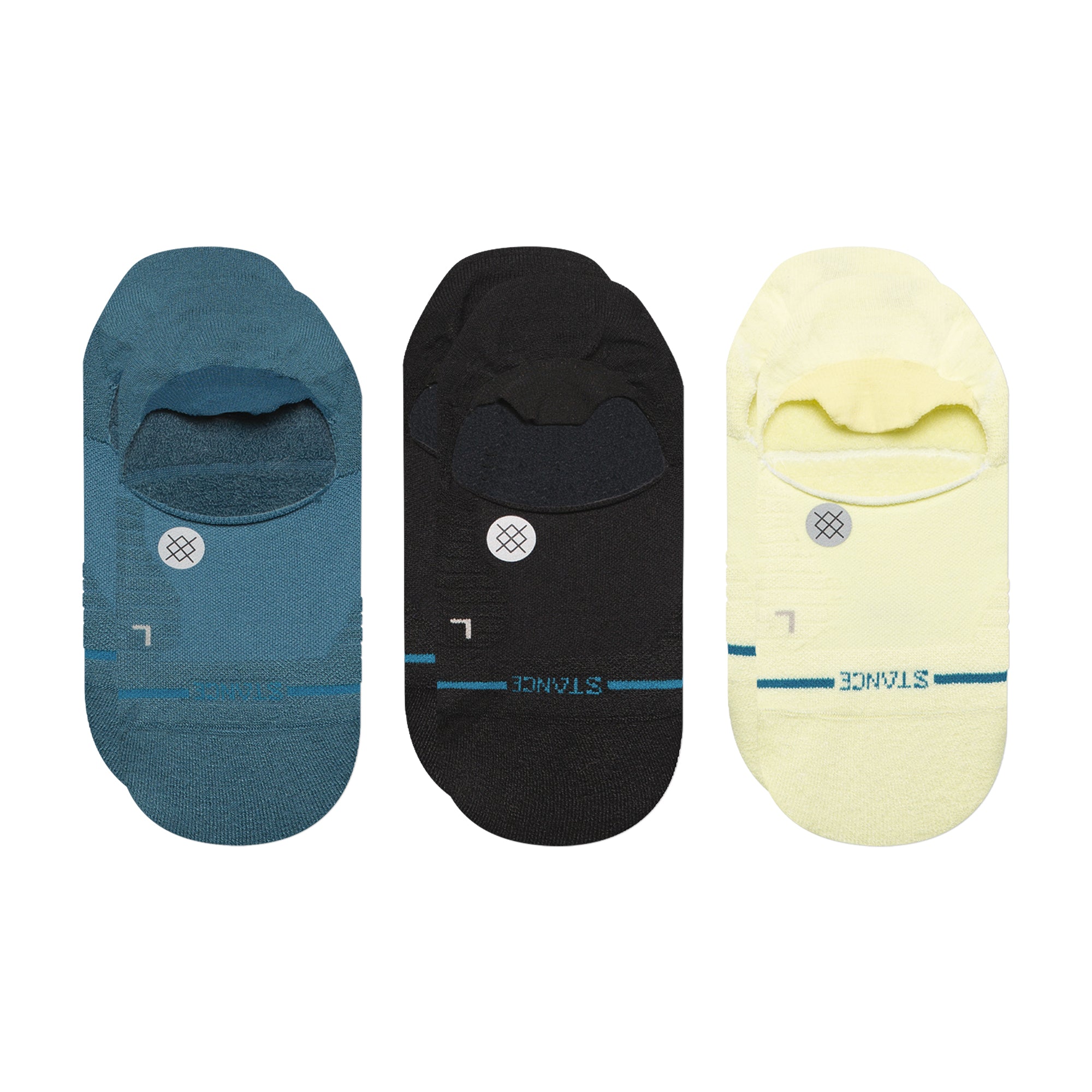 Stance Calzini No Show 3 Paia, Multicolor Con Strisce, Fantasie Tenui, Ammortizzazione Leggera, Taglia Unica