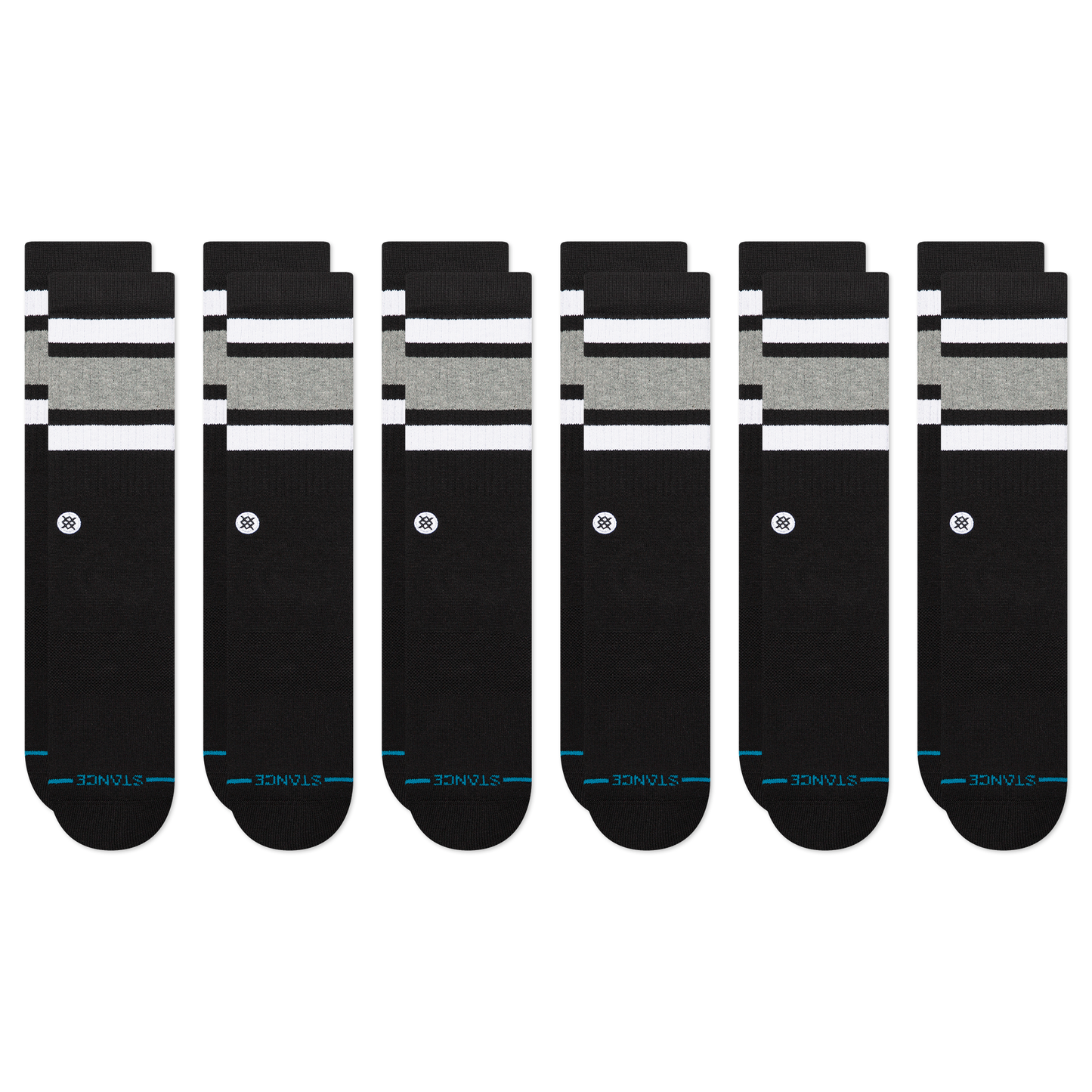 Stance Lifestyle Boyd Crew Sock 6 Pack Black