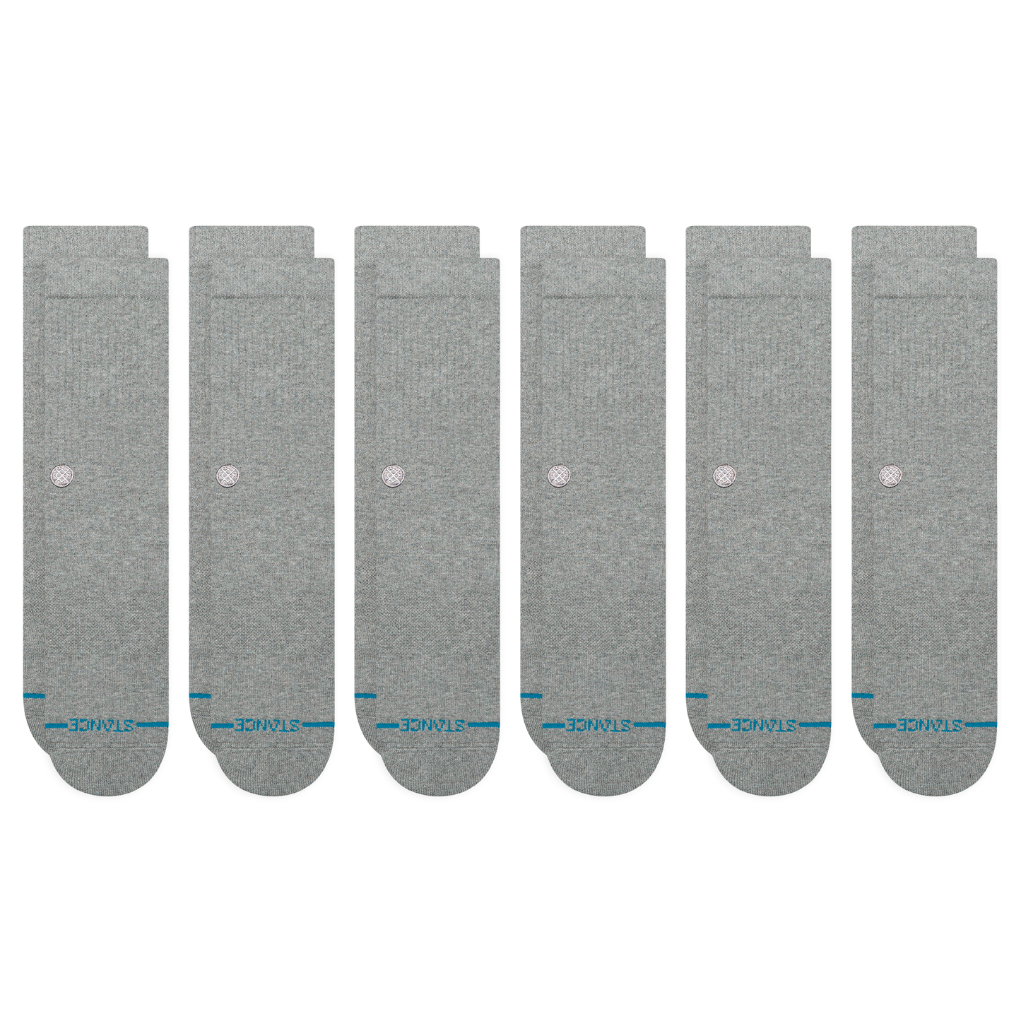 Stance Icon Crew Sock 6 Pack Grey Heather