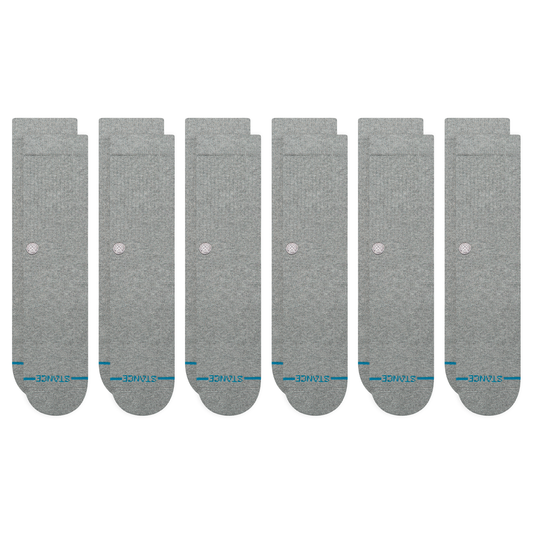 Stance Icon Crew Sock 6 Pack Grey Heather