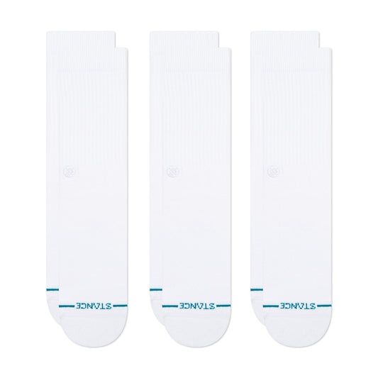 Stance Icon Crew Sock 3 Pack White/White