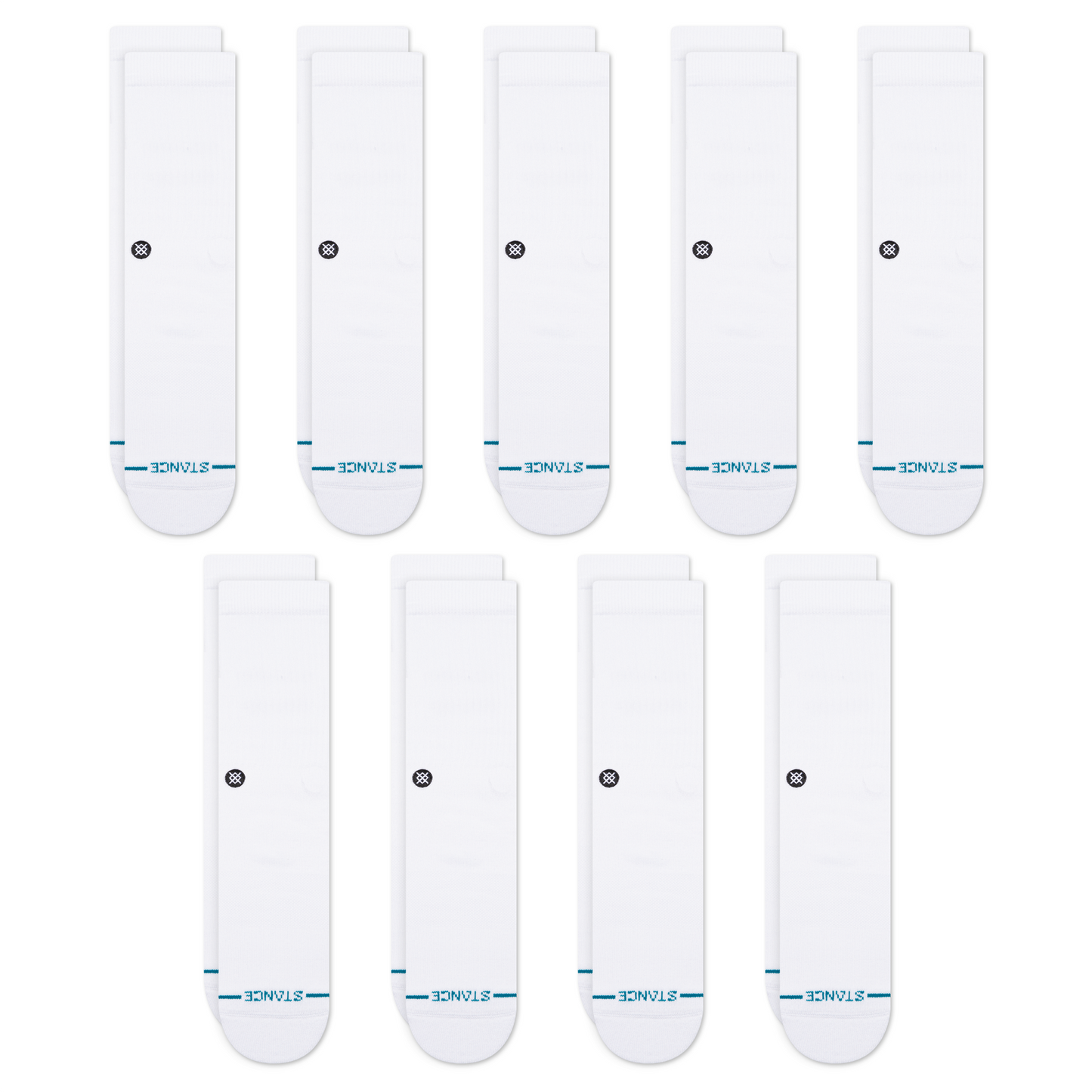 Stance ICON CREW SOCK 9 PACK White