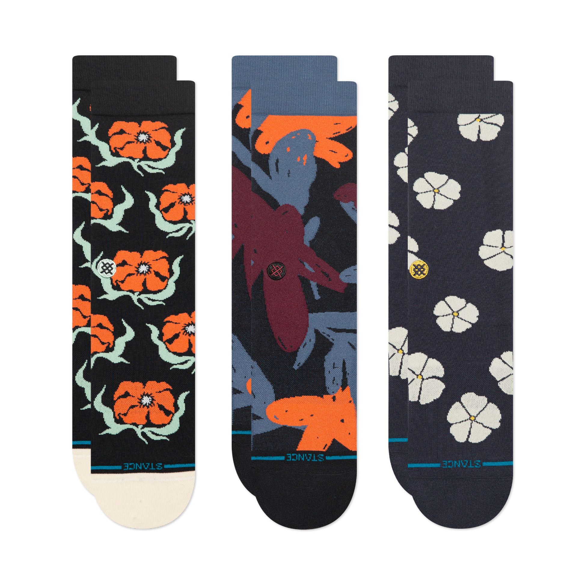 Stance Lifestyle Floral Crew Sock 3 Pack Multi