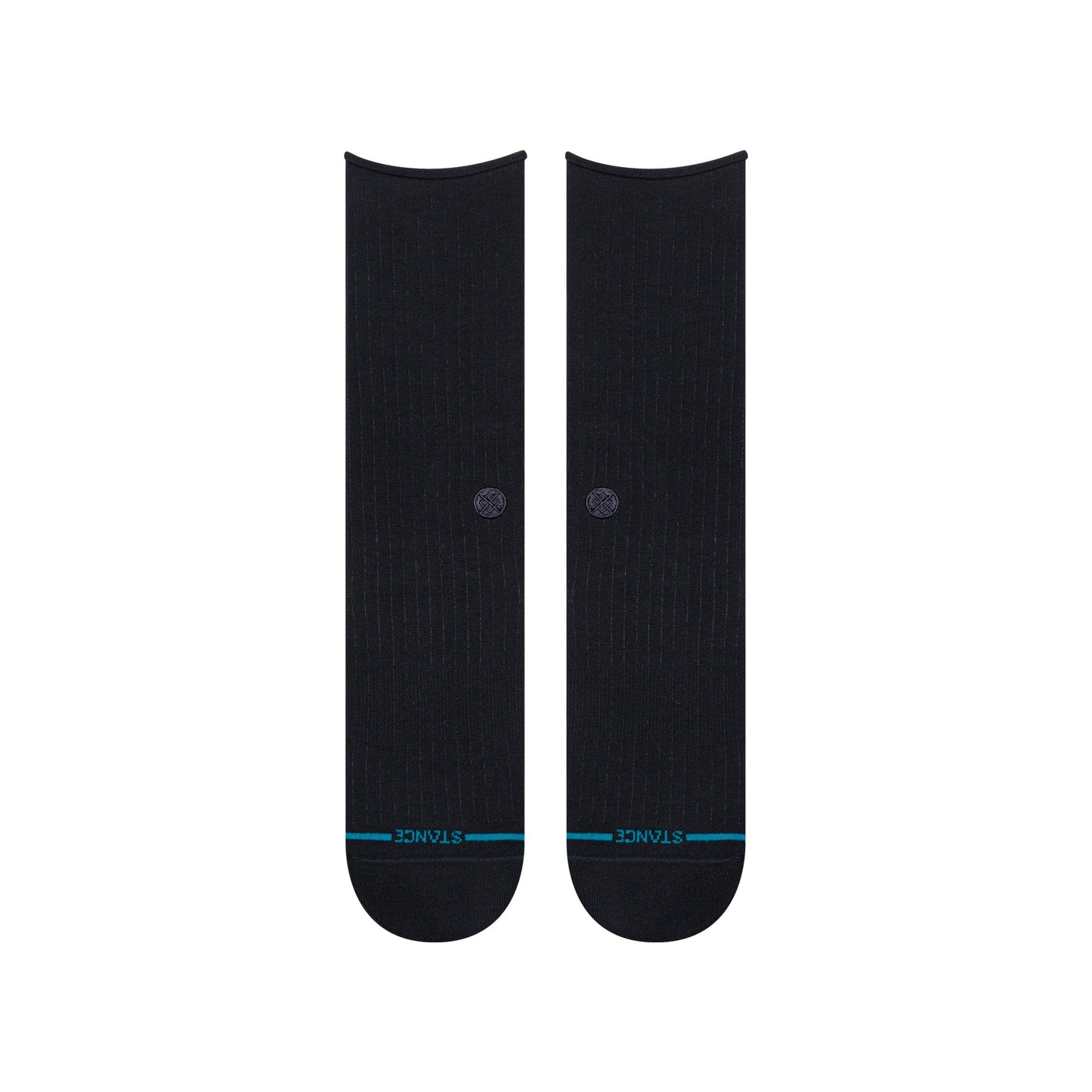 Rolled Solid Crew Sock Black