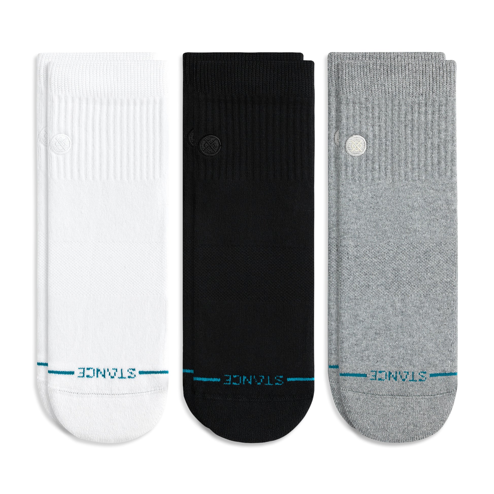 Stance Icon Quarter Sock 3 Pack Black Grey
