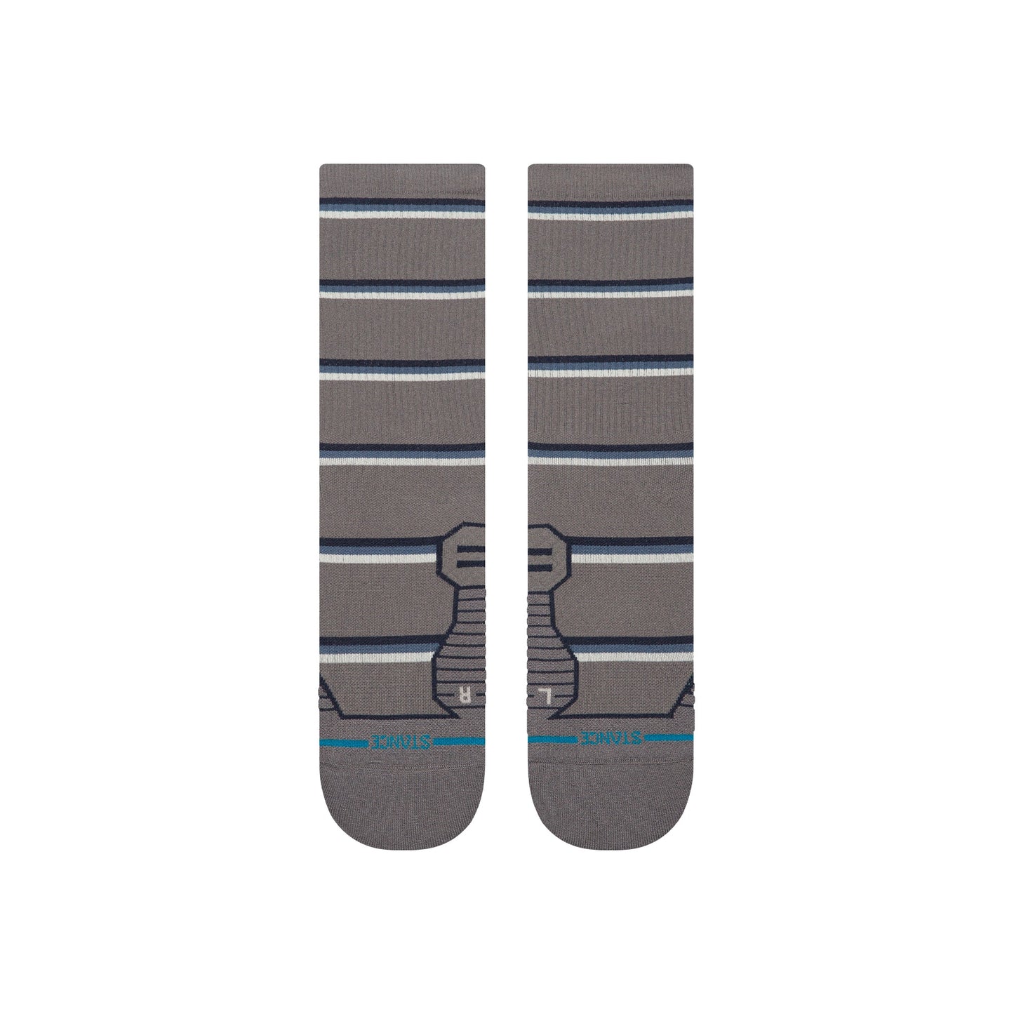 Stance Multistripe Run Ribbed Crew Sock Dark Grey