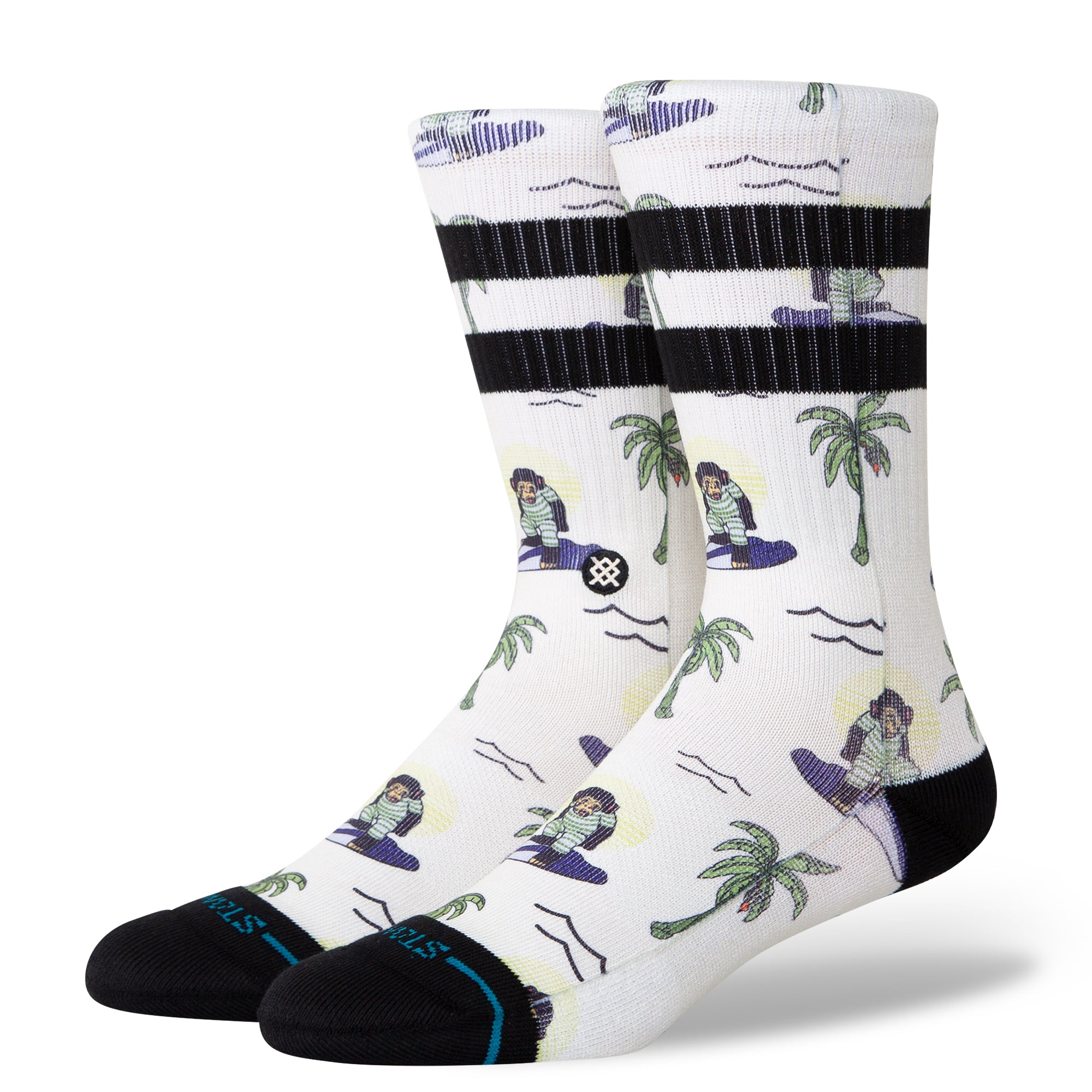 Stance Surfing Monkey Crew Sock White