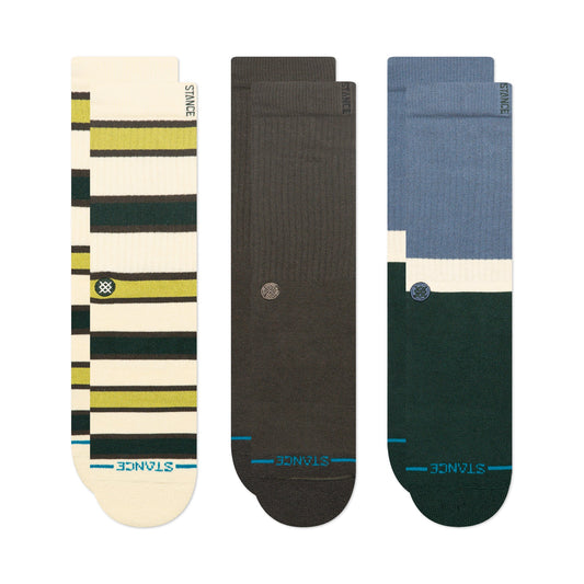 The Devon Crew Sock 3 Pack Pine