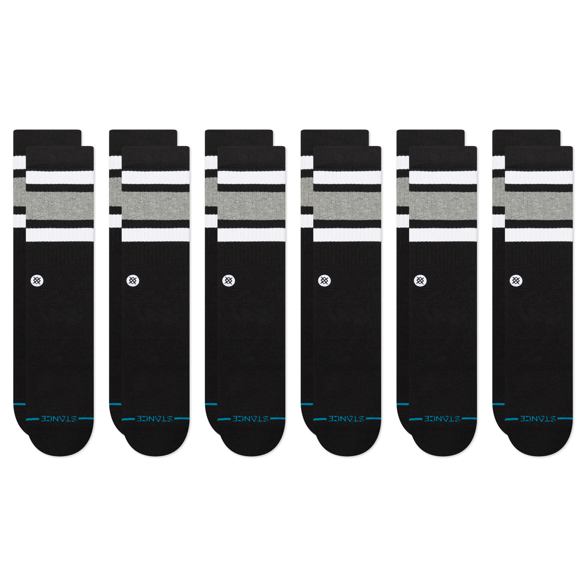 Stance Lifestyle Boyd Crew Sock 6 Pack Black
