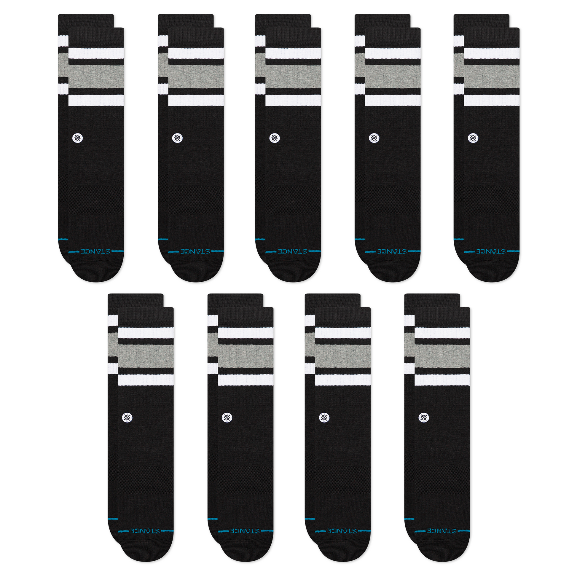 Stance Lifestyle Boyd Crew Sock 9 Pack Black