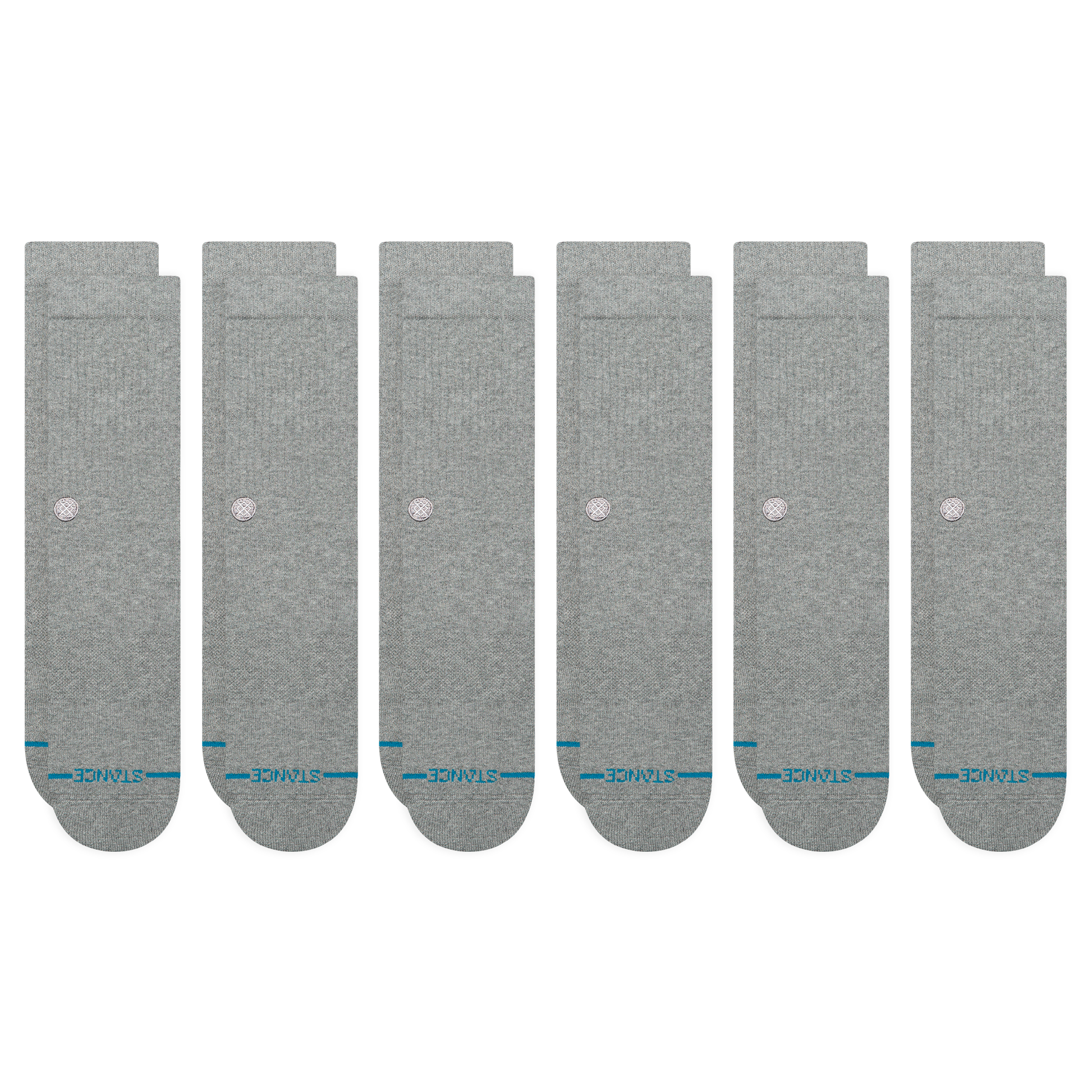 Stance Icon Crew Sock 6 Pack Grey Heather
