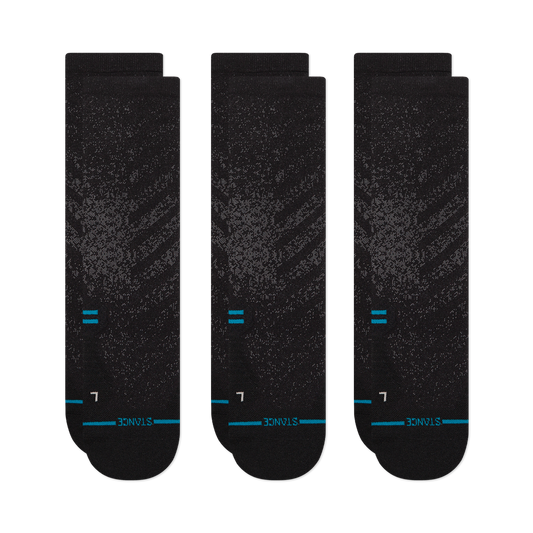 Stance Run Light Crew Sock 3 Pack Black