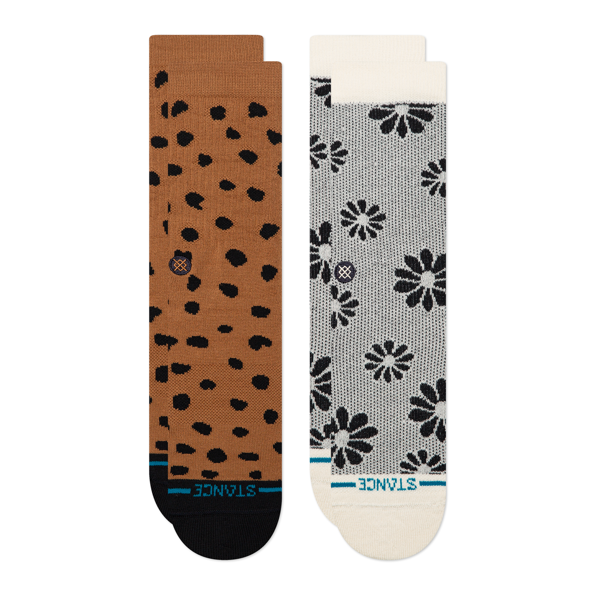 Stance Womens Patterned Lifestyle Crew Sock 2 Pack Brown