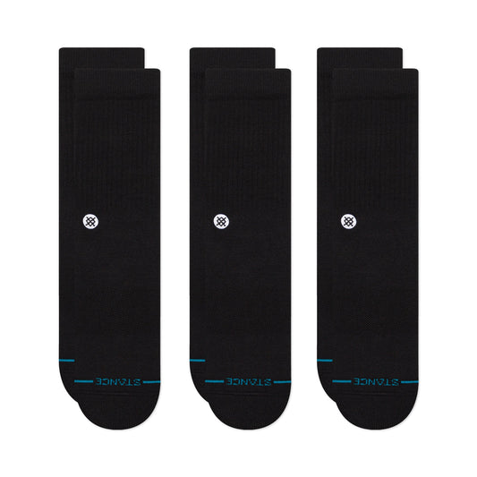 Stance Icon Crew Sock 3 Pack Black