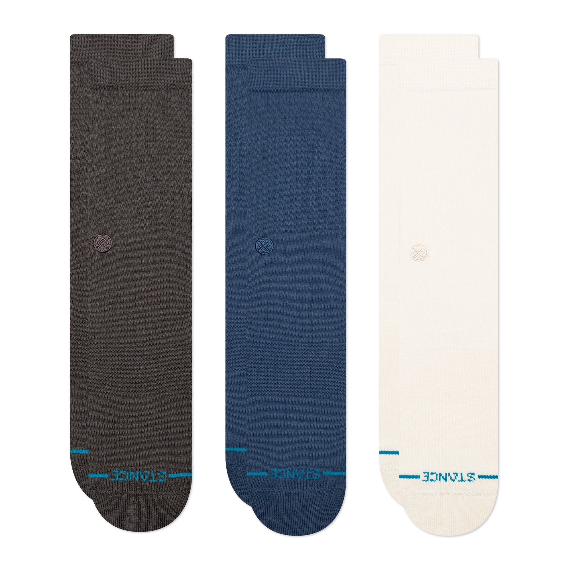 Stance Icon Crew Sock 3 Pack Charcoal