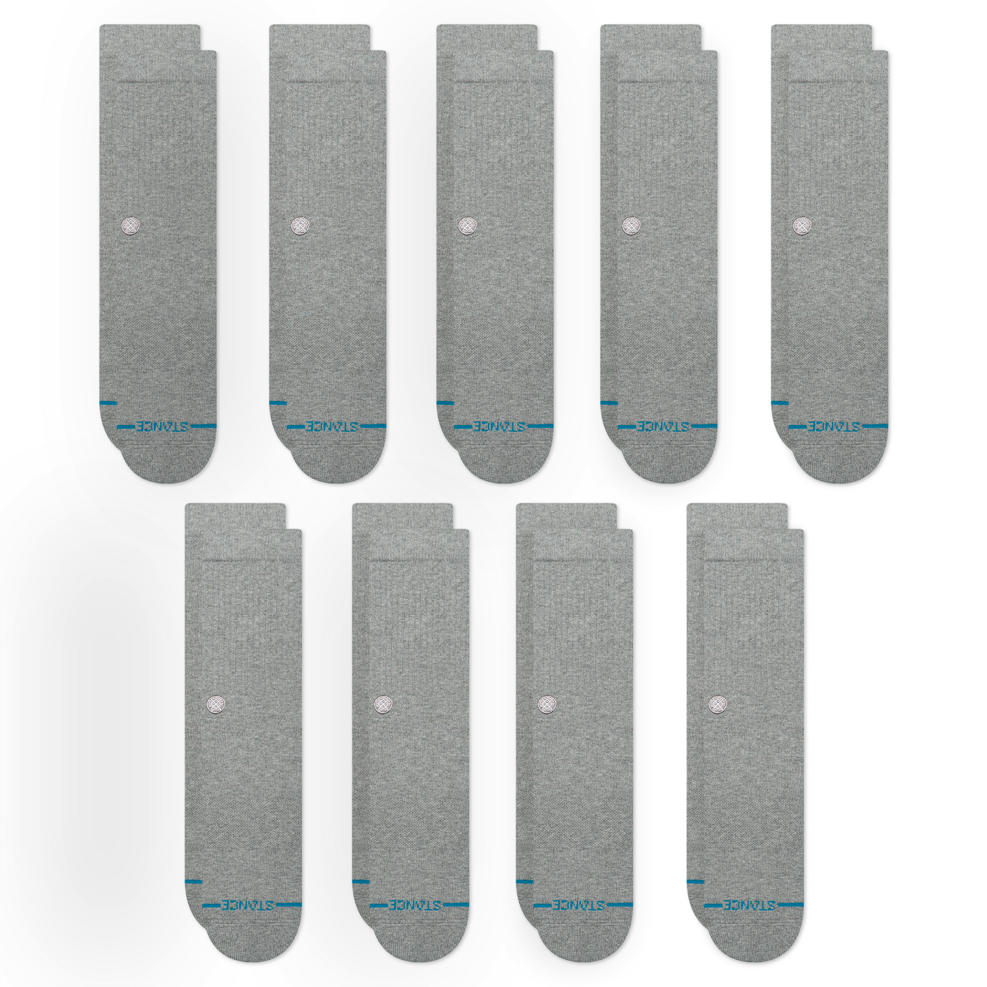Stance Icon Crew Sock 9 Pack Grey Heather