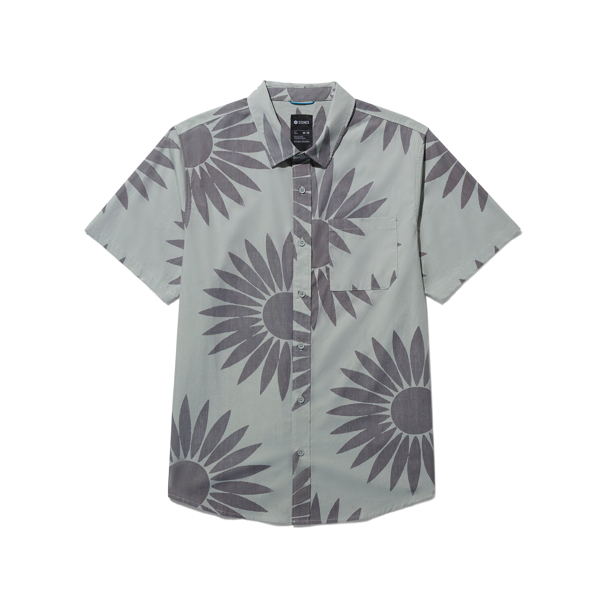 Stance Bales Button Up T-Shirt Sea Green 