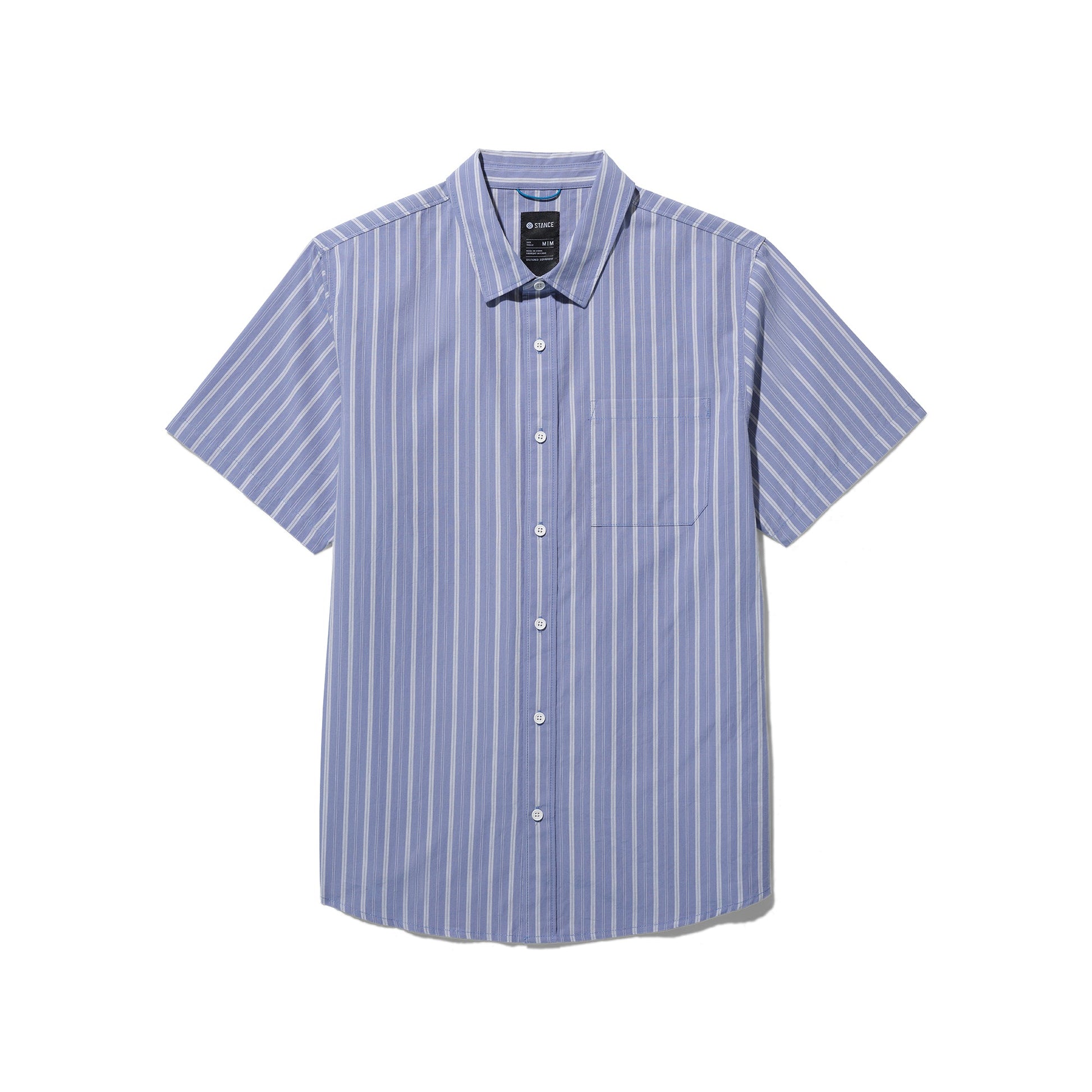Stance Bales Button Up T-Shirt Stone Blue