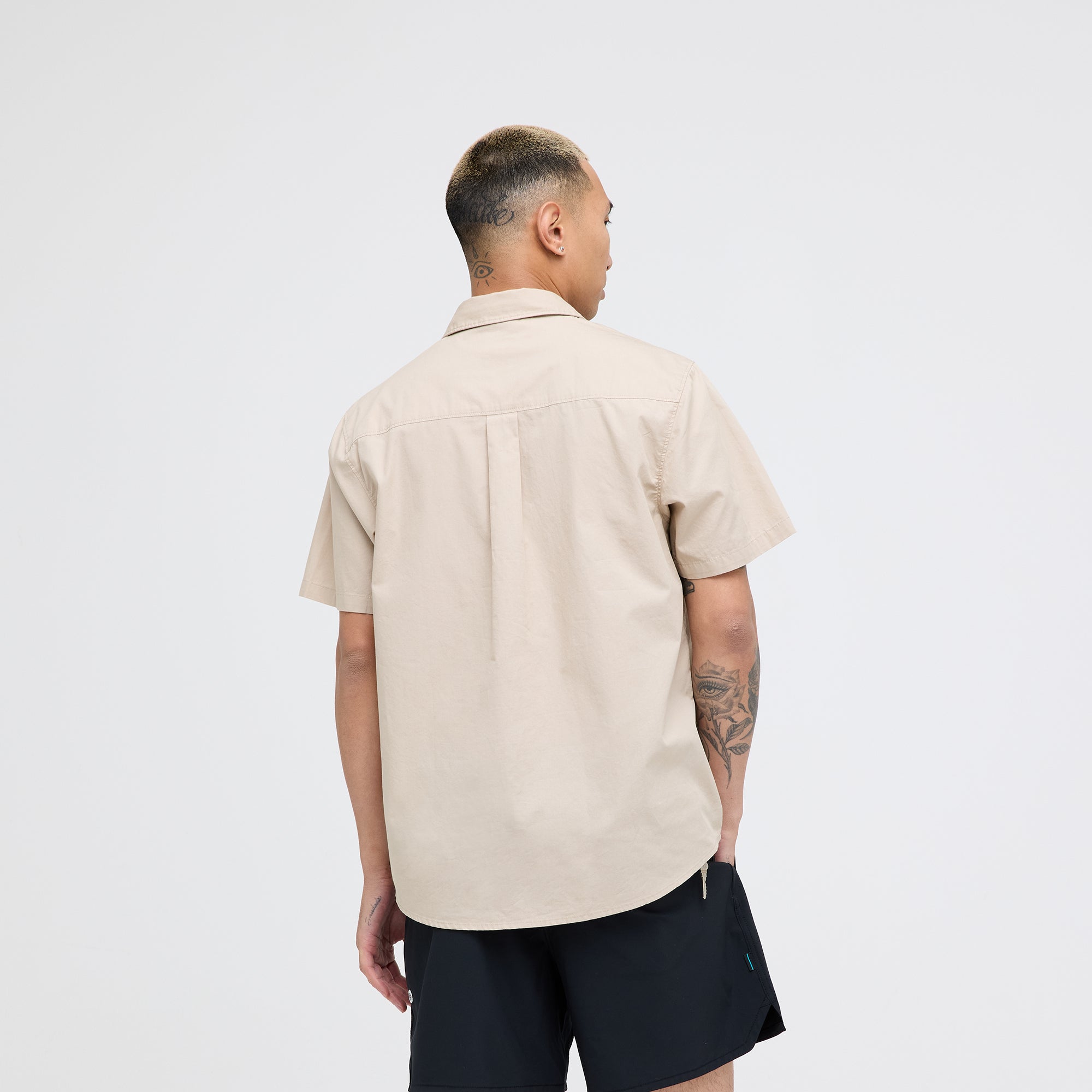 Stance Bales Button Up T-Shirt String Grey |model