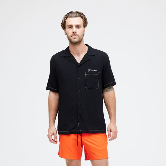 Stance Yoto Button Up T-Shirt Black |model