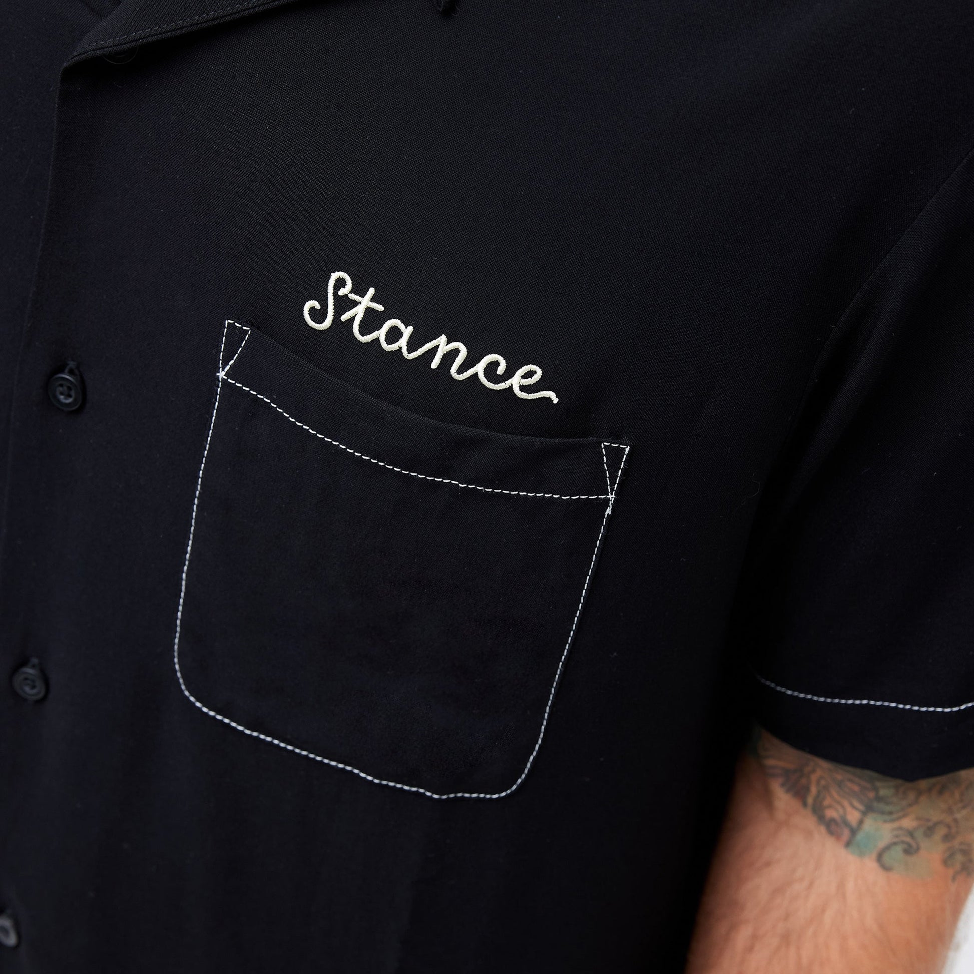 Stance Yoto Button Up T-Shirt Black |model