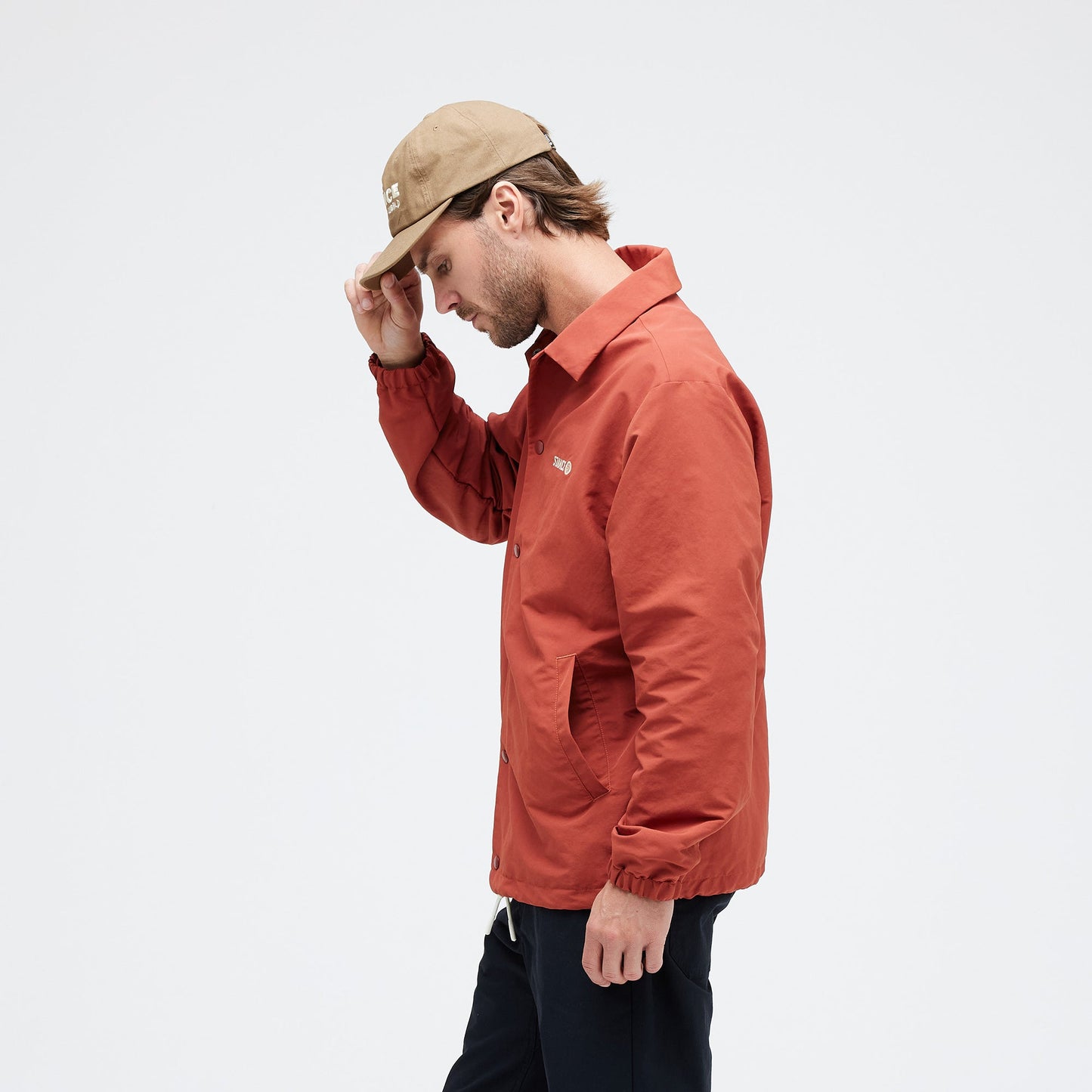 Stance Coaches Jacket Rust |model