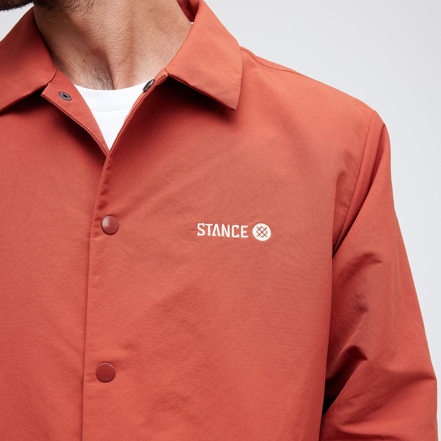 Stance Coaches Jacket Rust |model