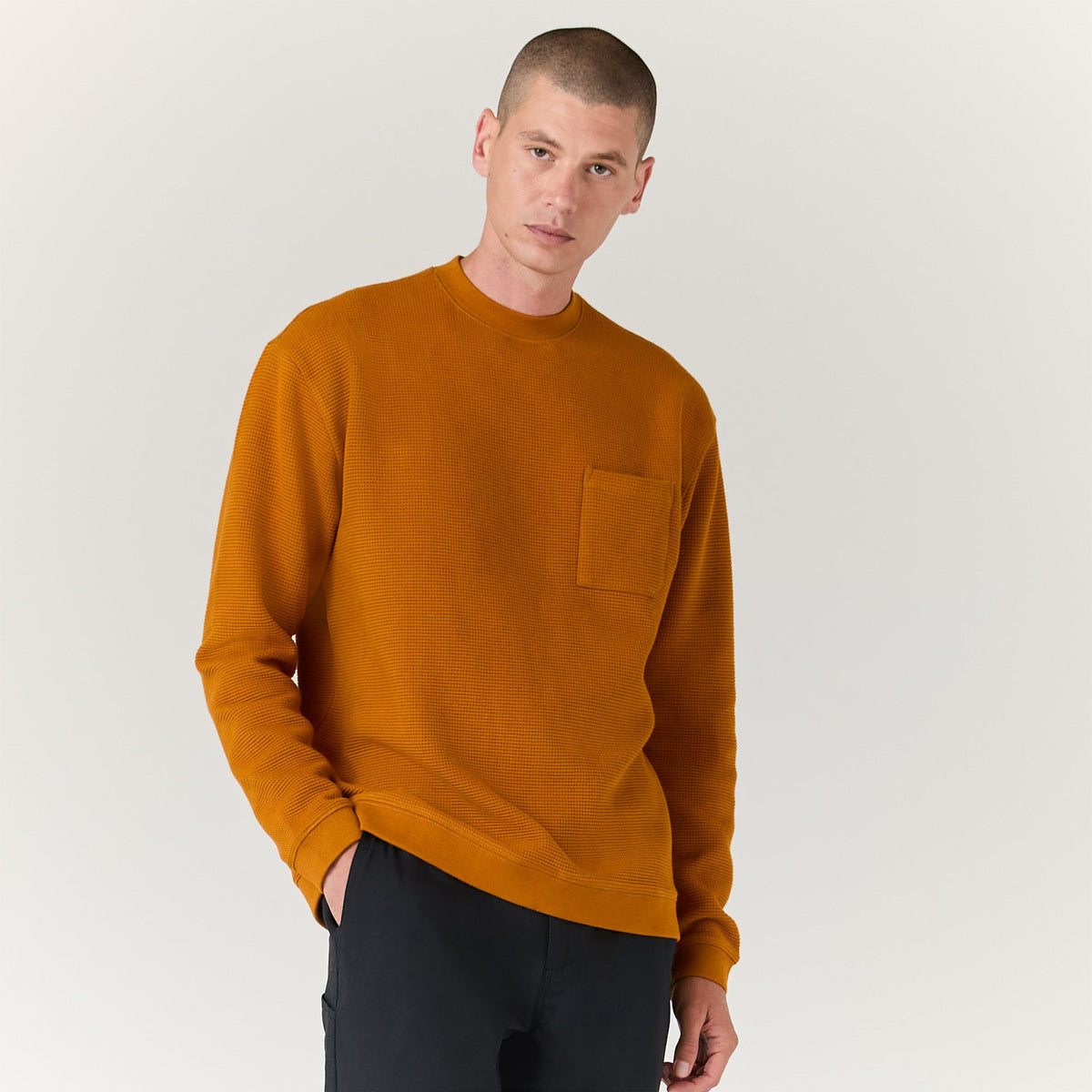 WAFFLE CREWNECK KNIT