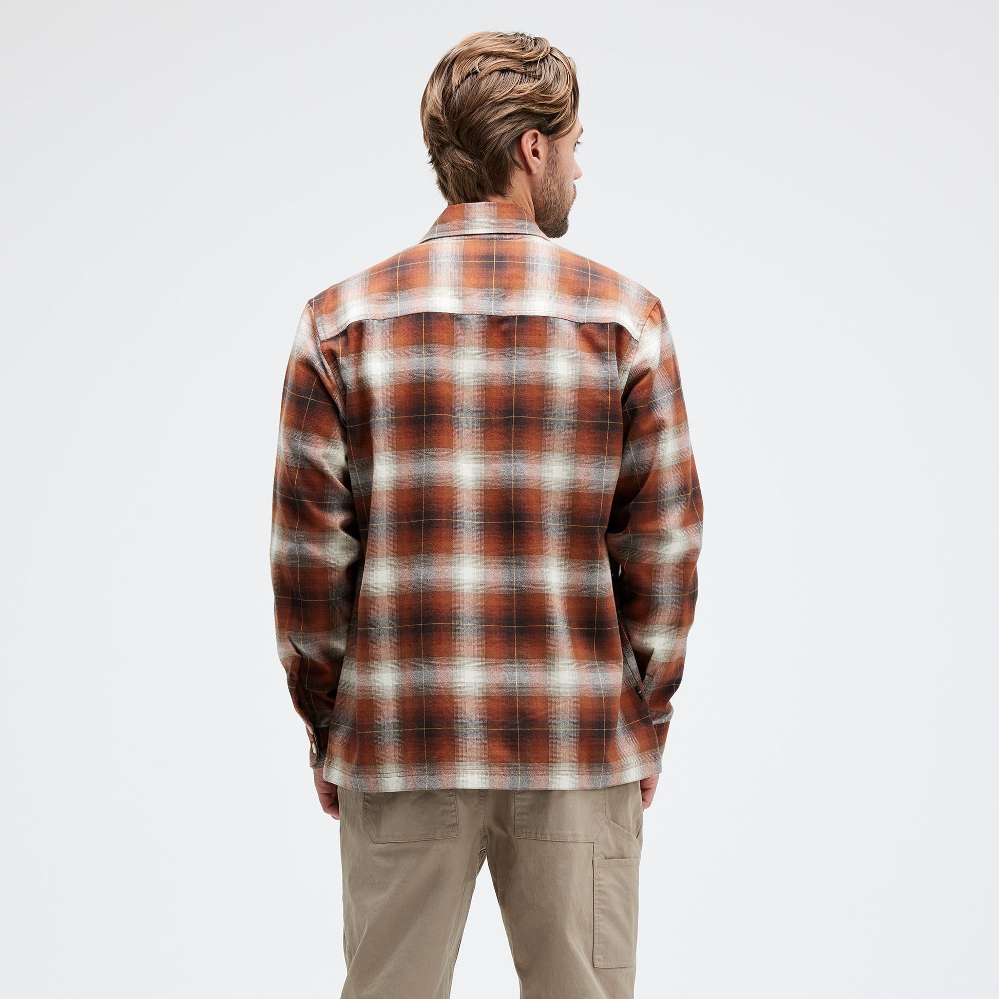 Stance Lowell Long Sleeve T-Shirt Button Up Brown |model