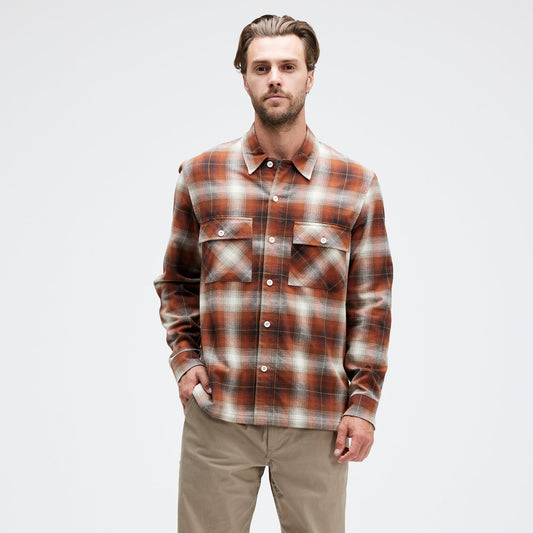 Stance Lowell Long Sleeve T-Shirt Button Up Brown |model