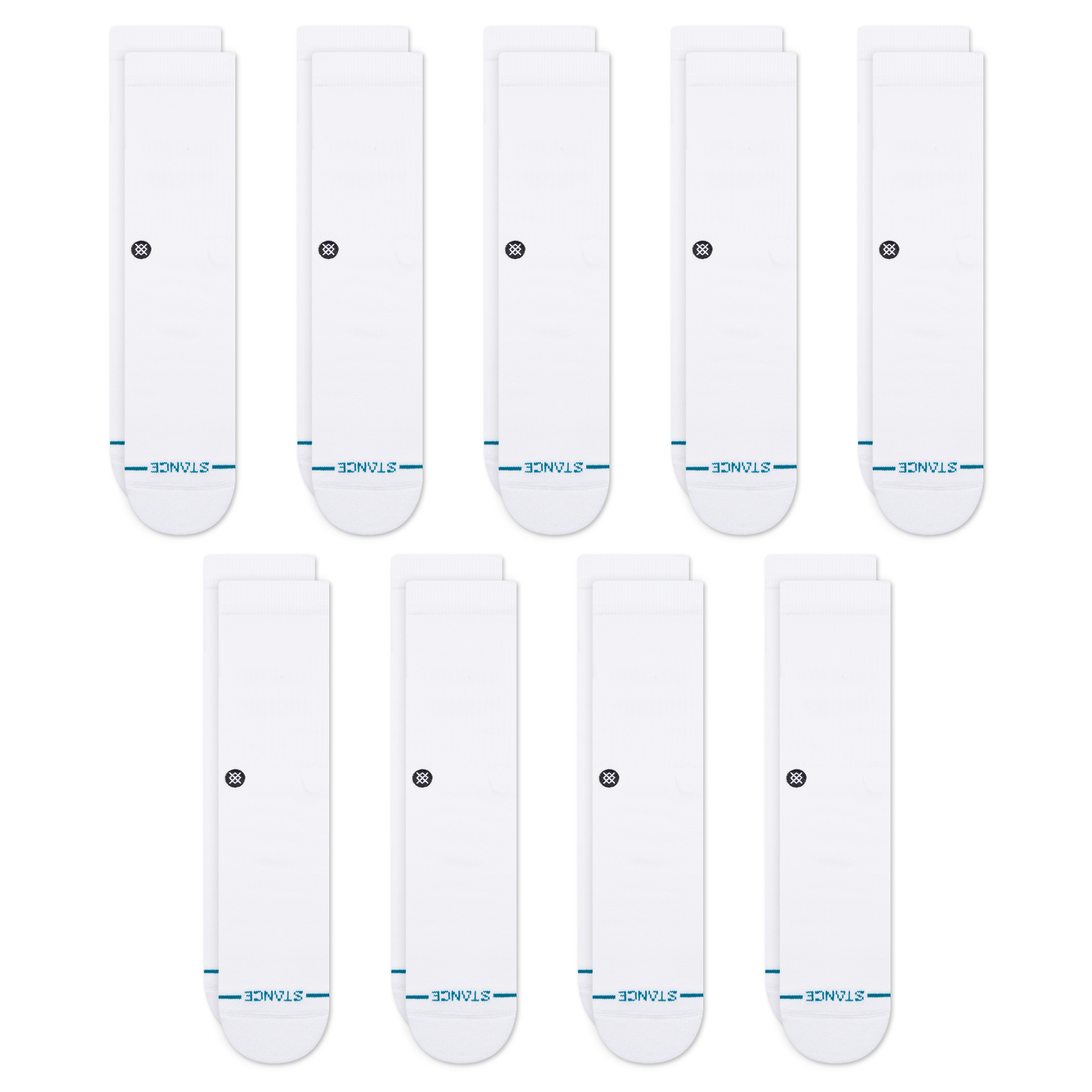 Stance ICON CREW SOCK 9 PACK White