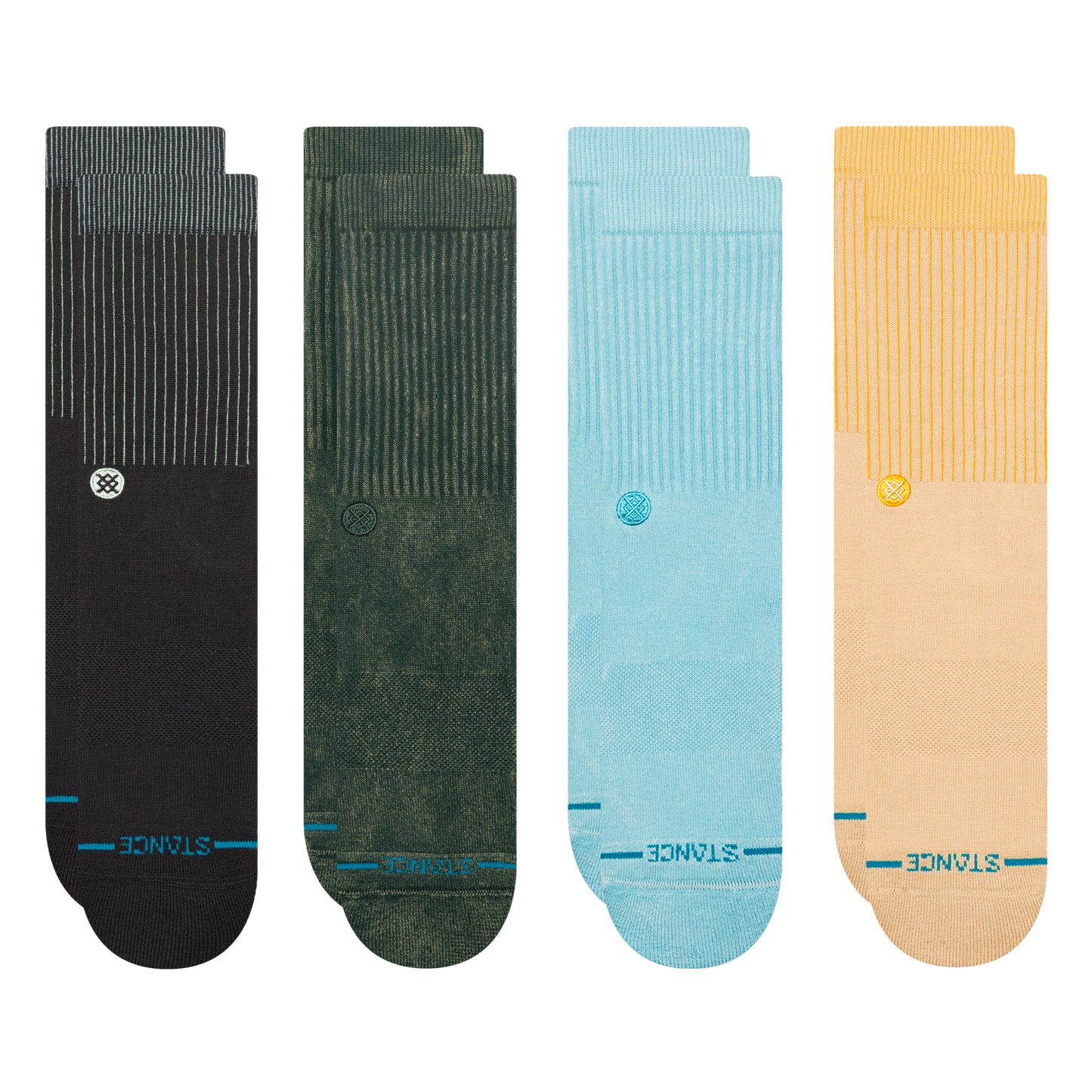 Stance Lifestyle Icon Pop &amp; Dyed Crew Sock 4 Pack Multi