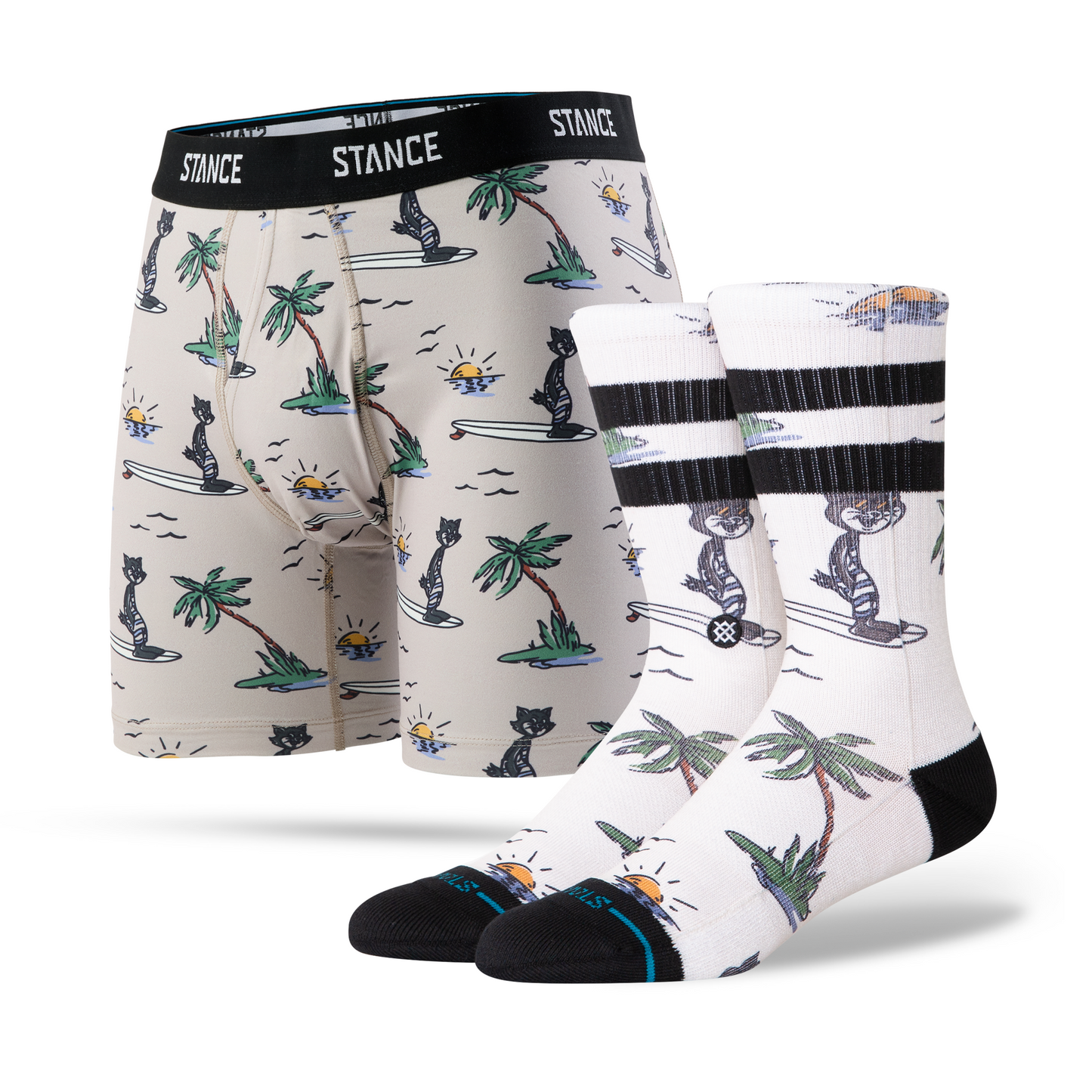 Stance Kool Kats Boxer Brief &amp; Crew Sock 2 Pack Multi