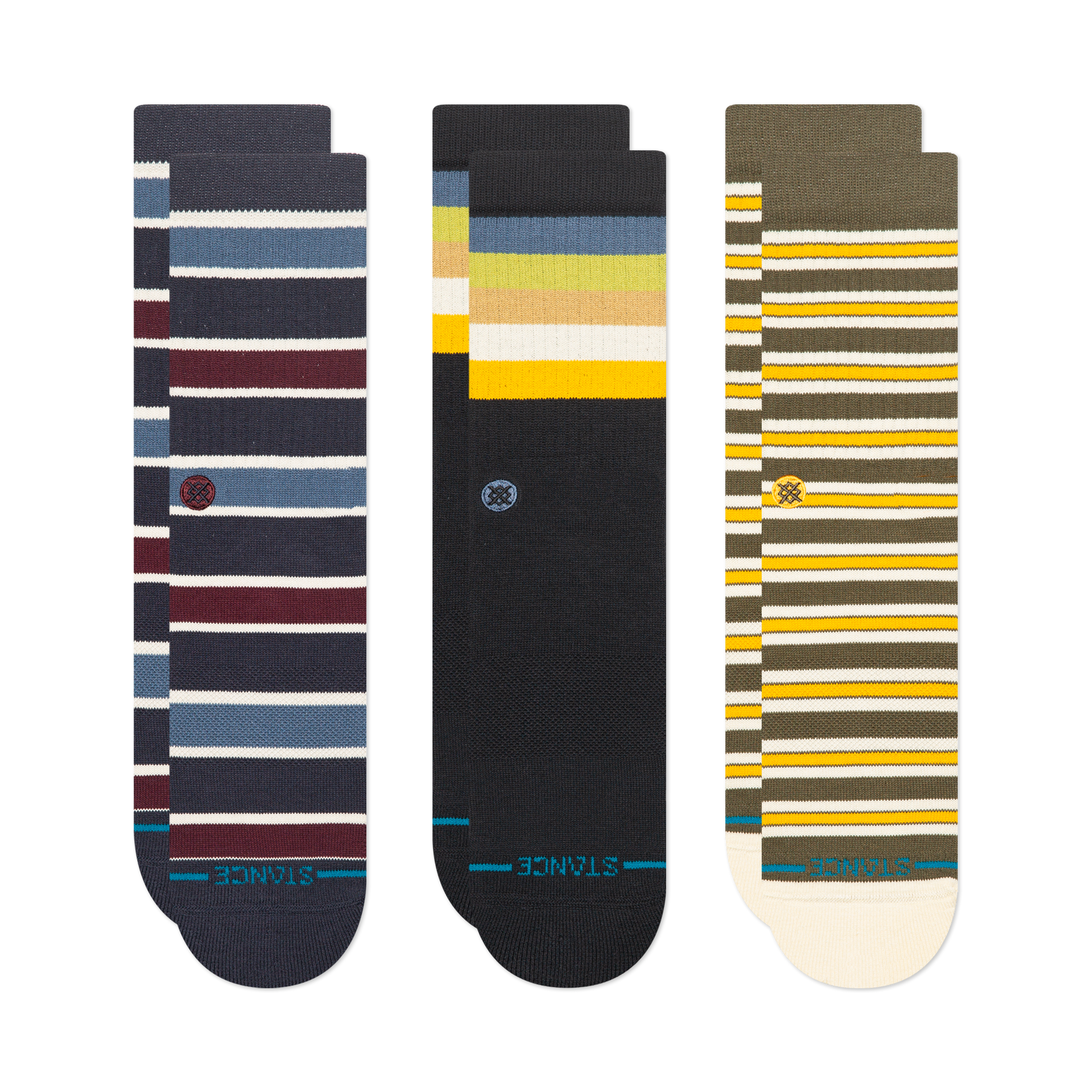 Stance Lifestyle Striped Crew Sock 3 Pack Multi