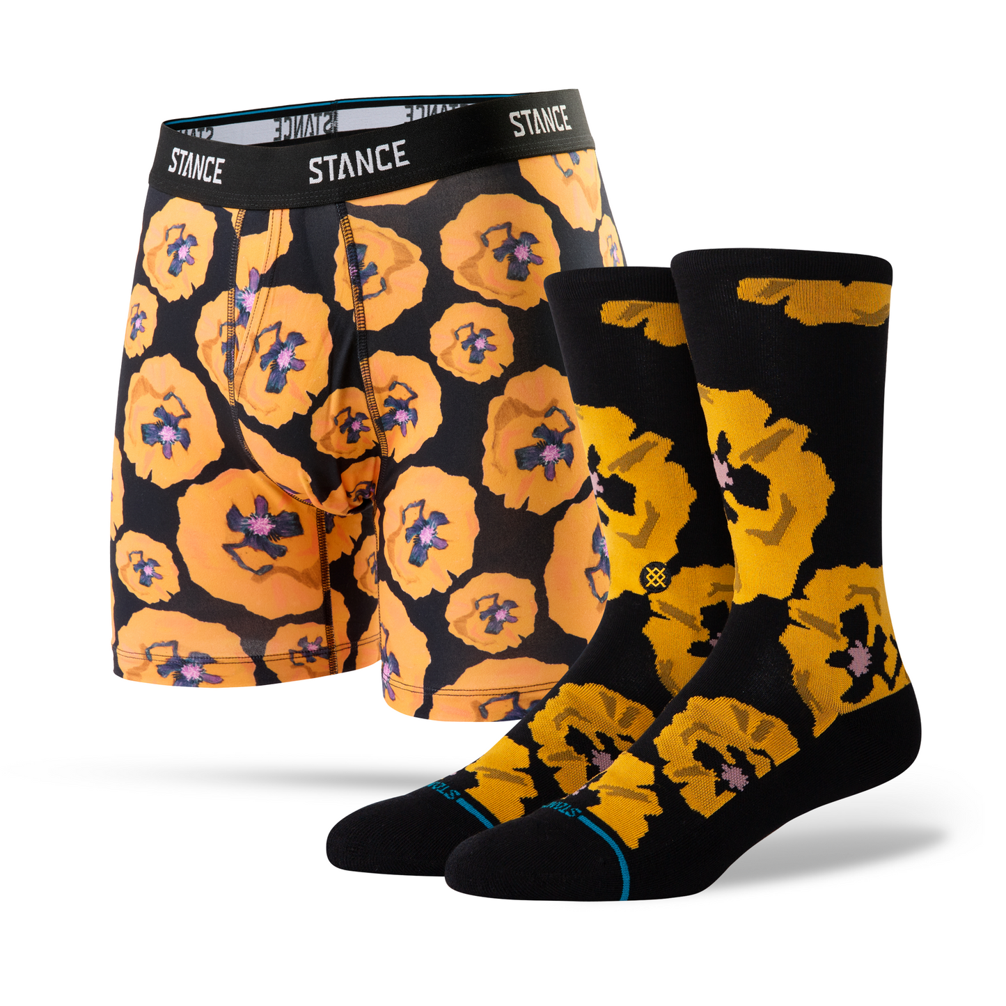 Stance Poppy Land Boxer Brief &amp; Crew Sock 2 Pack Orange