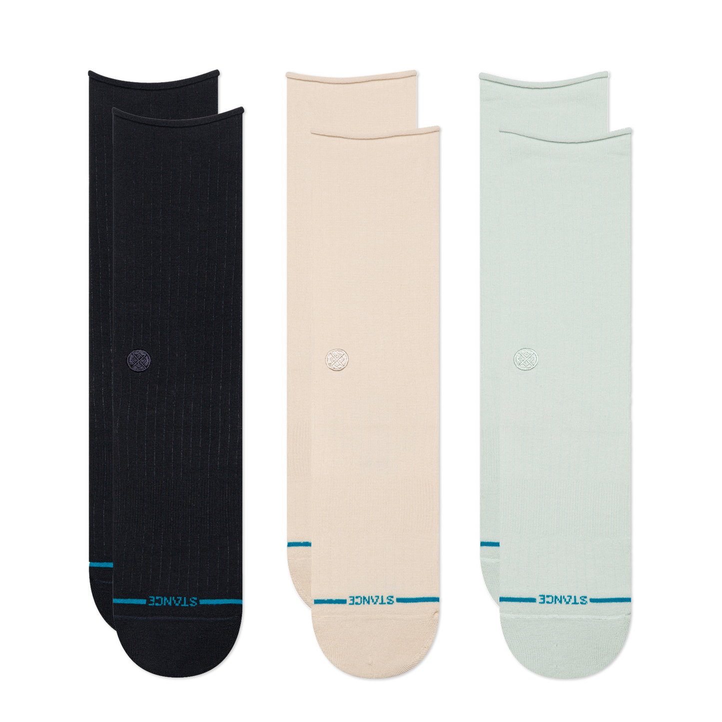 Stance Womens Rolled Solid Crew Sock 3 Pack Multi