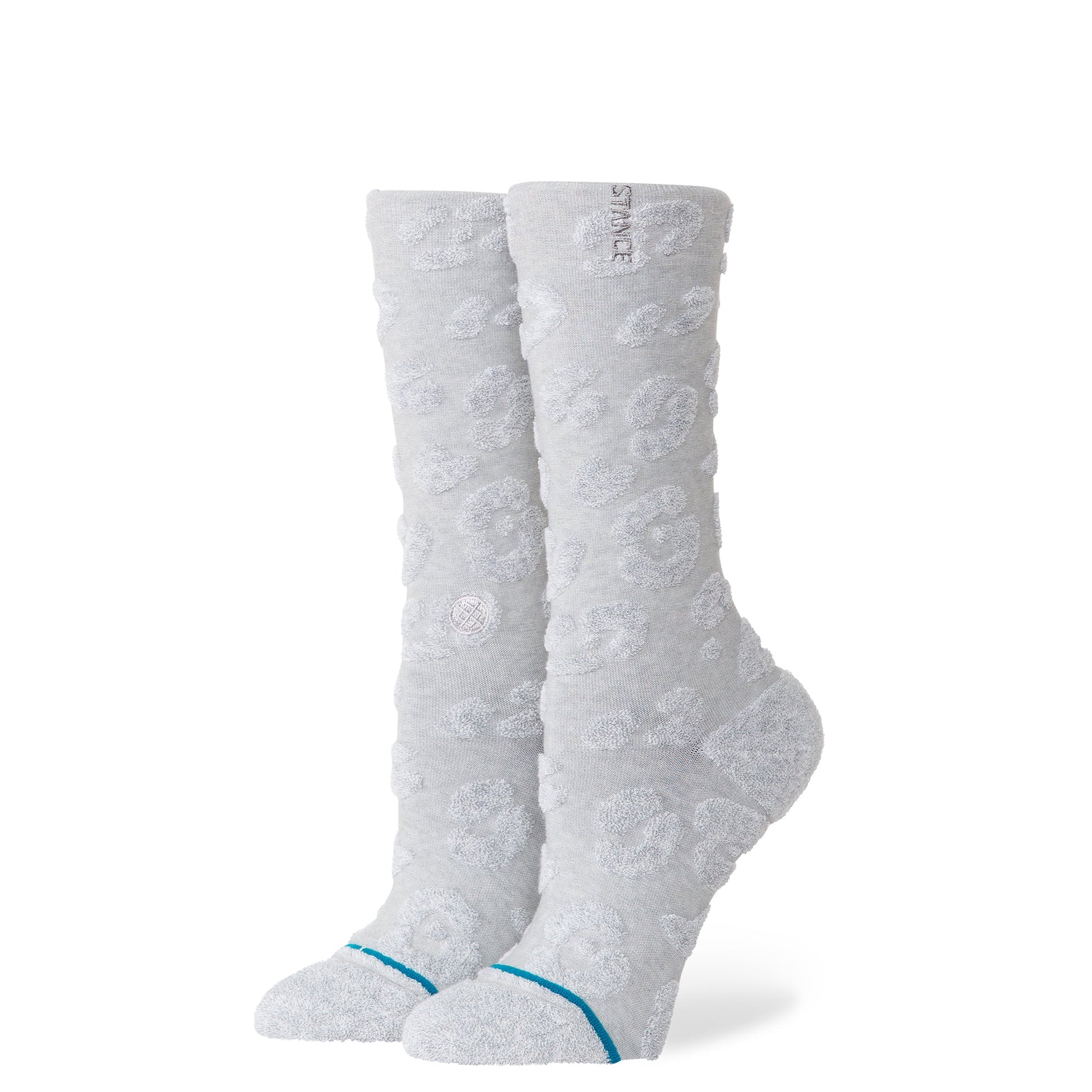 Terry Cheetah Crew Sock Heather Grey
