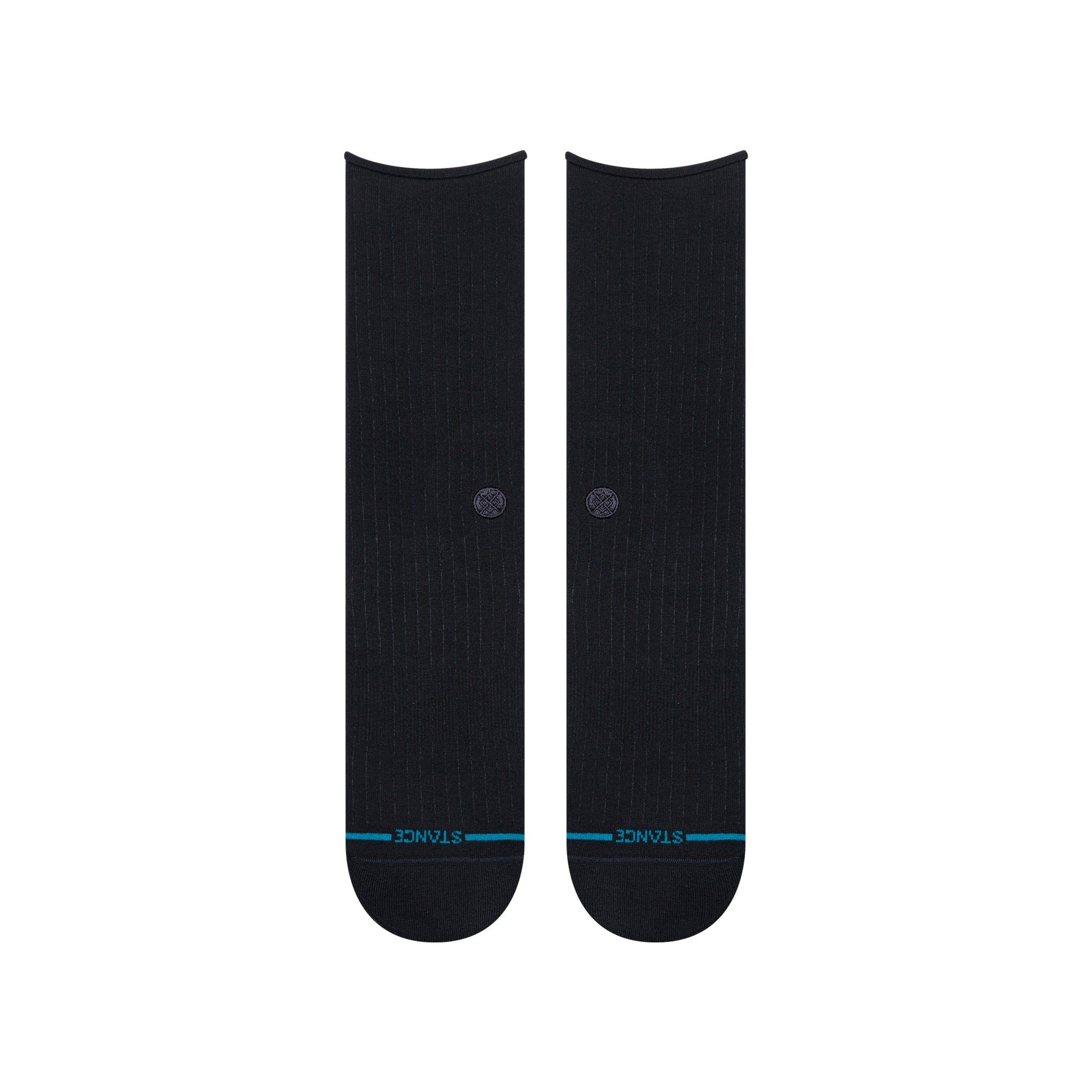 Rolled Solid Crew Sock Black