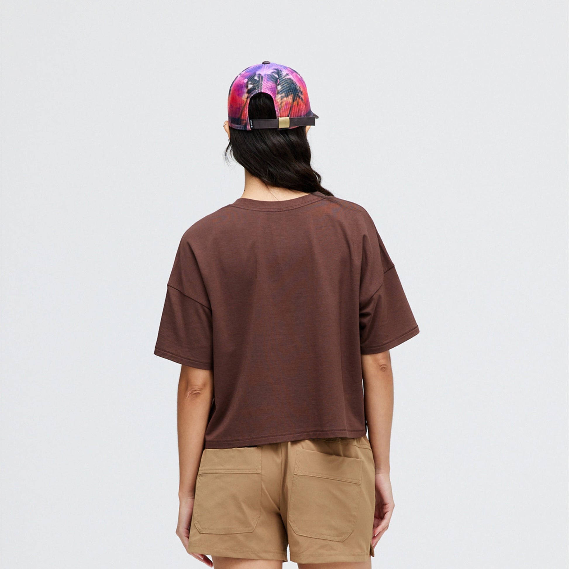 Stance Women's Lay Low Boxy T-Shirt Brown |model