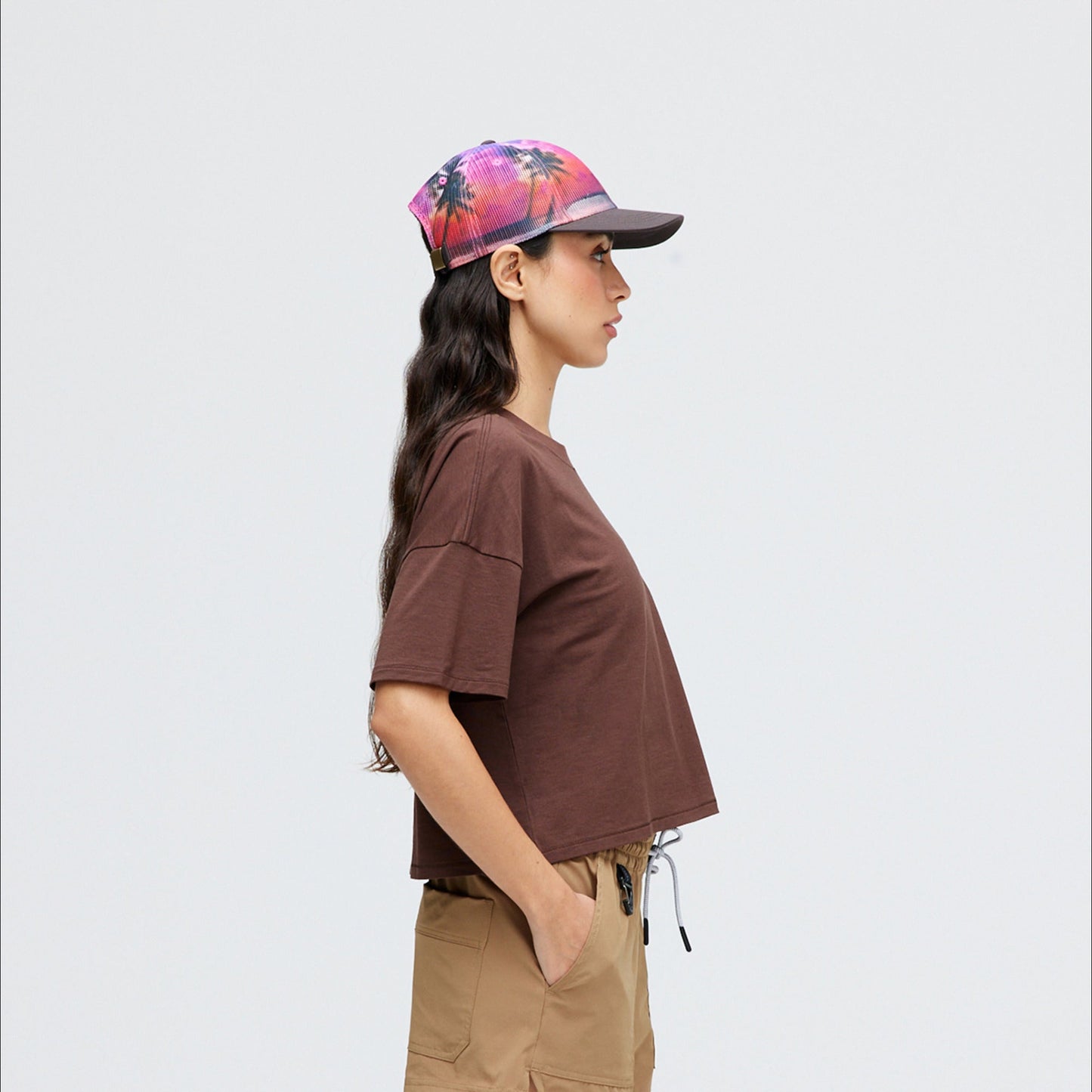 Stance Women&#39;s Lay Low Boxy T-Shirt Brown |model