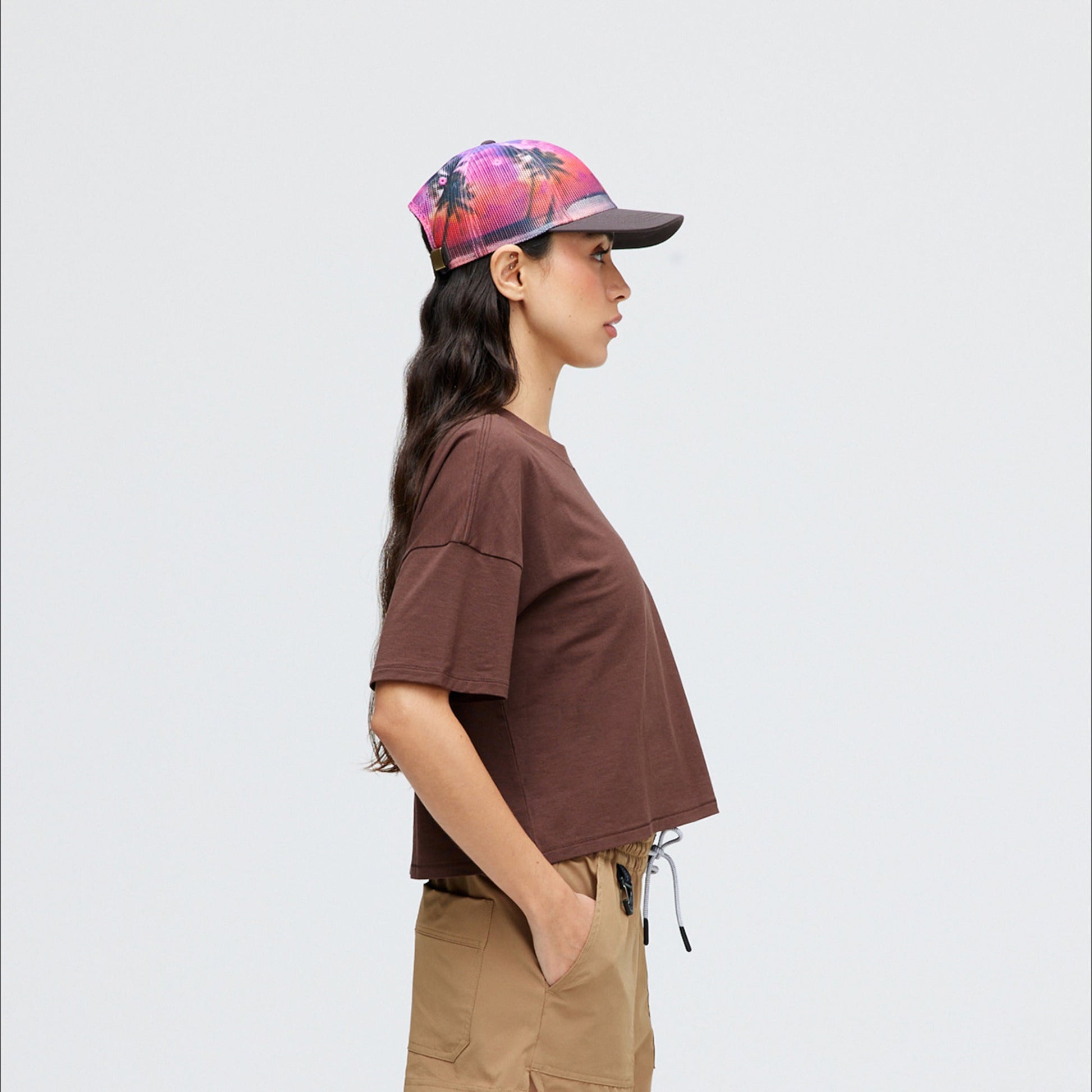 Stance Women's Lay Low Boxy T-Shirt Brown |model
